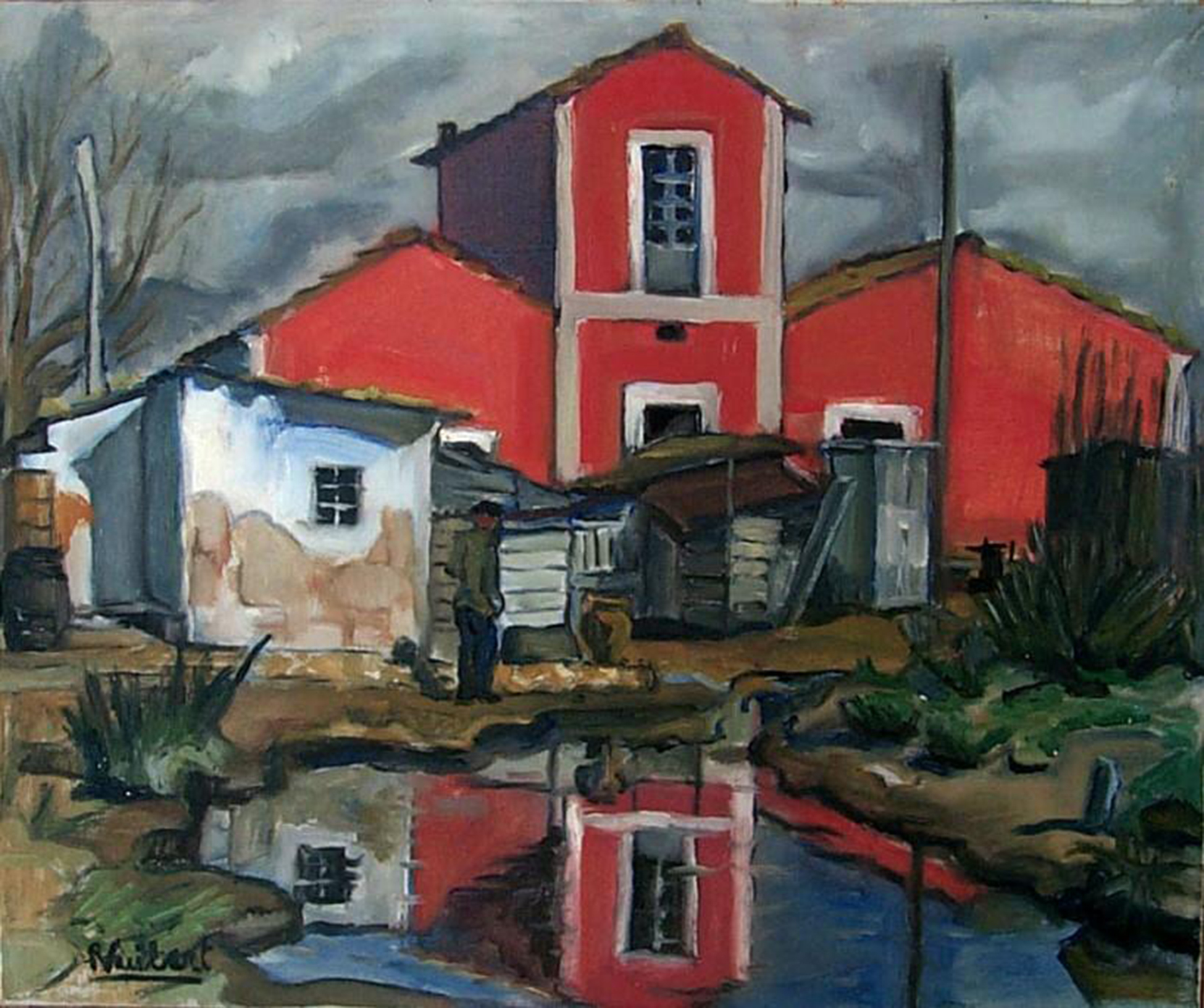 La casa vermella (Eivissa). René Vuibert. 1956. Oli damunt llenç. Mesures desconegudes.
