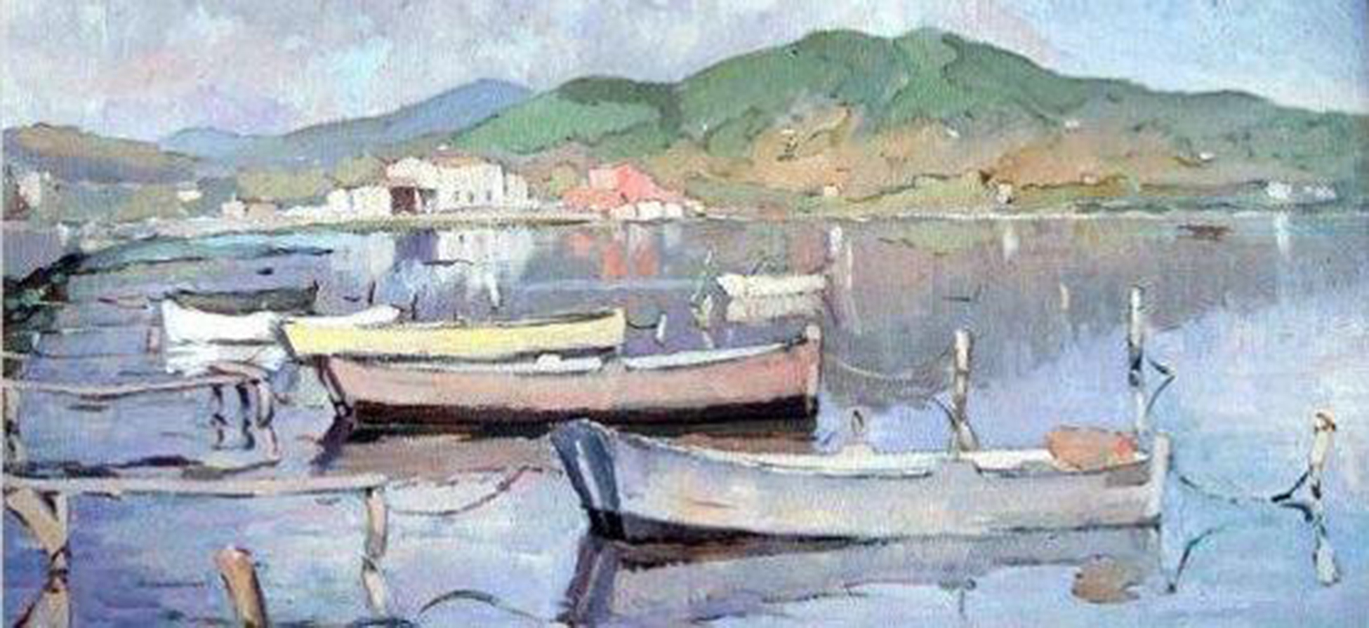Barques (detall). Antoni Pomar. Eivissa, 1953. Oli sobre tela. Col·lecció Ramon Medina